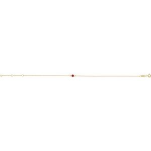 14K Yellow Gold Round Shape 1-Stone 4 Mm 8.7 X 4.8 Mm Natural Ruby Bezel-Set 6.5-7.5 In Bracelet