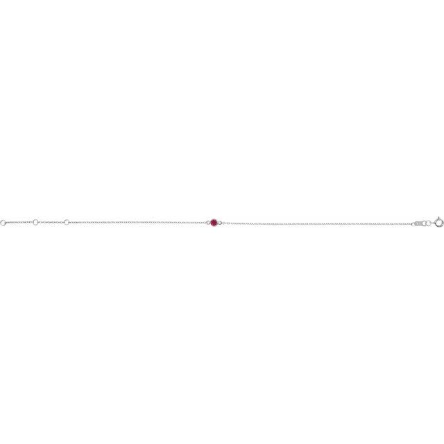 14K Yellow Or White Gold Or Sterling Silver 1-Stone Round 3 Mm 8.7 X 4.8 Mm Polished Lab-Grown Gemstone Bezel-Set Solitaire Bracelet