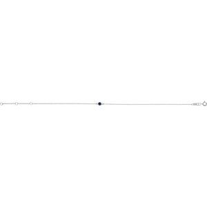 Sterling Silver Round Shape 1-Stone 3 Mm 8.7 X 4.8 Mm Lab-Grown Blue Sapphire Bezel-Set Solitaire 6.5-7.5 In Bracelet