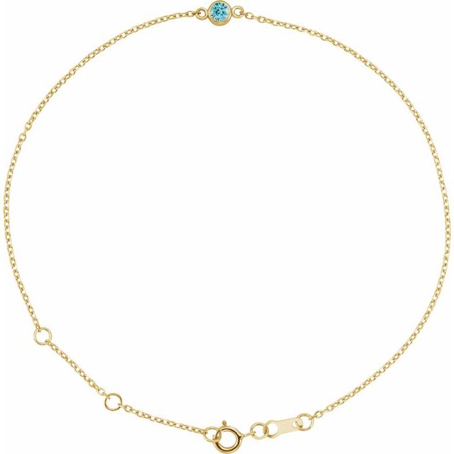 14K Yellow Or White Gold Or Sterling Silver 1-Stone Round 3 Mm 8.7 X 4.8 Mm Polished Natural Gemstone Bezel-Set Solitaire Bracelet