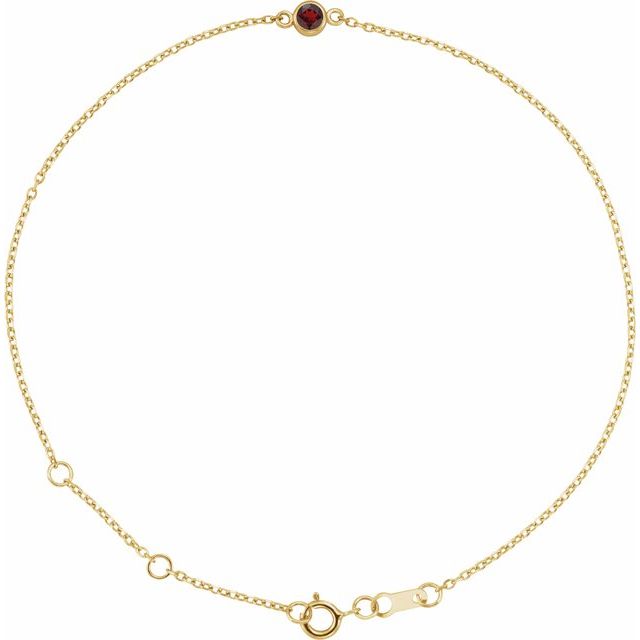 14K Yellow Or White Gold Or Sterling Silver 1-Stone Round 3 Mm 8.7 X 4.8 Mm Polished Natural Gemstone Bezel-Set Solitaire Bracelet