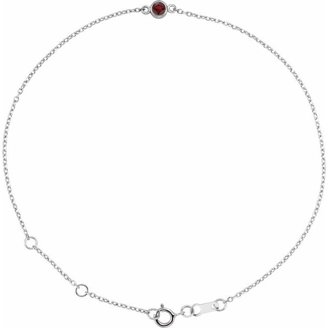 14K Yellow Or White Gold Or Sterling Silver 1-Stone Round 3 Mm 8.7 X 4.8 Mm Polished Natural Gemstone Bezel-Set Solitaire Bracelet