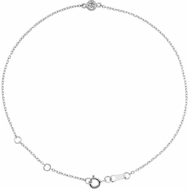 14K Yellow Or White Gold Or Sterling Silver 1-Stone Round 3 Mm 8.7 X 4.8 Mm Polished Natural Gemstone Bezel-Set Solitaire Bracelet