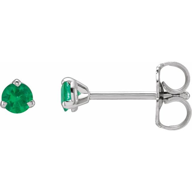 14K Yellow Or White Gold Round 3 Mm Friction 3-Prong Polished Natural Gemstone 3-Claw Prong Earring