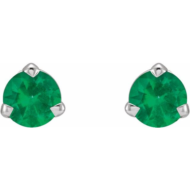 14K Yellow Or White Gold Round 3 Mm Friction 3-Prong Polished Natural Gemstone 3-Claw Prong Earring