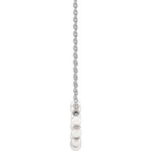14K White Gold Pearl 3 Mm Cultured White Freshwater Pearl Bar Necklace, Length: 18 In