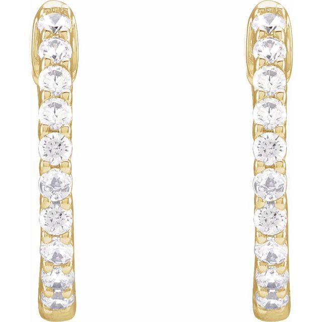 14K Yellow Or White Or Rose Gold Si1-Si2, Gh Hinged Polished Lab-Grown Diamond Inside-Outside Hoop Earrings