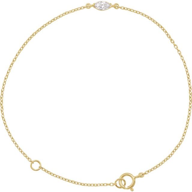 14K Yellow Or White Gold Marquise 6 X 3Mm :: 1/4 Ct Si, Ghi 6 1/2-7 1/2 In Polished 1/4 Ct Lab-Grown Diamond Bracelet