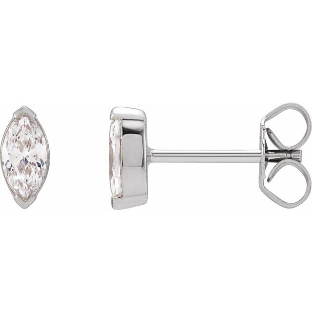 14K White Gold Marquise 6 X 4Mm Si, Ghi Friction 2-Prong Polished 1/2 Ctw Lab-Grown Diamond Stud Earrings