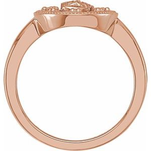 14K Rose Gold 15.35 Mm Polished Oval White Enamel Miraculous Medal Ring Size 7