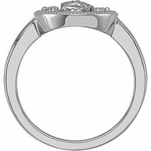 14K White Gold 15.35 Mm Polished Oval White Enamel Miraculous Medal Ring Size 7