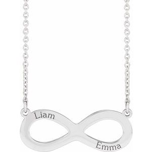 Sterling Silver Engravable Infinity Family Necklace, Length: 18 In