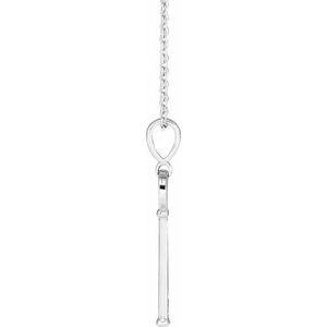 Sterling Silver 28.25 X 8.6 Mm 16-18 In Polished Engravable Key Necklace