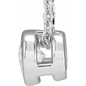 14K White Gold Round 3Mm G-H I1 1/10 Ct Natural Diamond Solitaire Bezel-Set Necklace, Length: 18 In