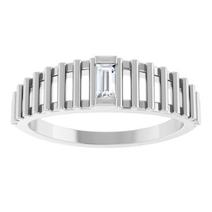 14K White Gold Straight Baguette 3.75 X 2 Mm Polished 1/10 Ctw Natural Diamond Solitaire Ring Size 7