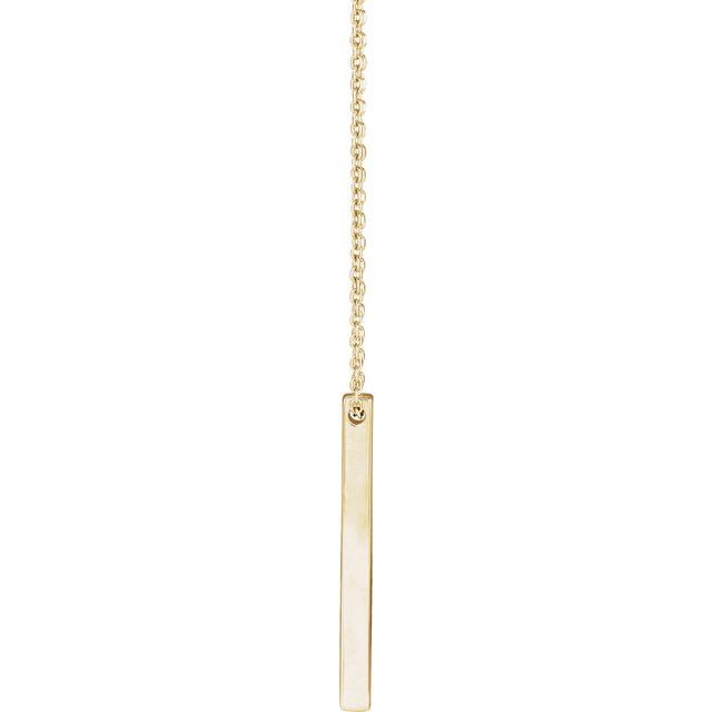 14K Yellow Or White Or Rose Gold Or Sterling SIlver 16-18 In Polished Engravable Vertical Bar Necklace