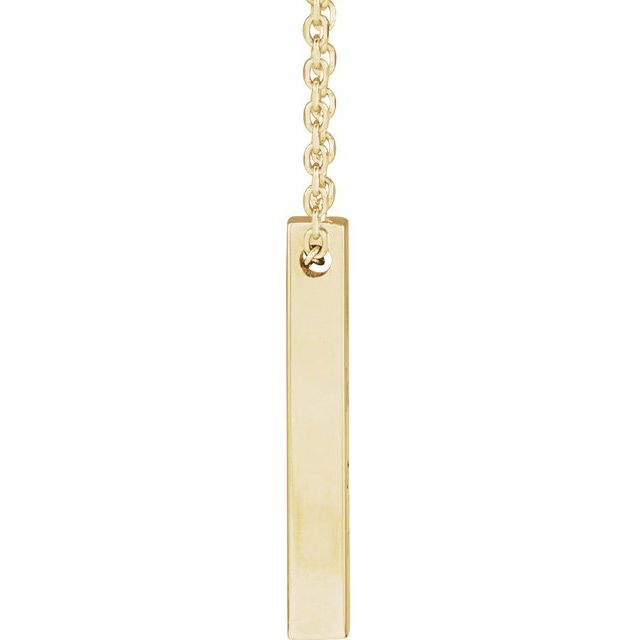14K Yellow Or White Or Rose Gold Or Sterling SIlver 16-18 In Polished Engravable Vertical Bar Necklace