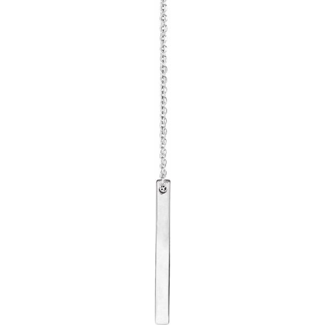 14K Yellow Or White Or Rose Gold Or Sterling SIlver 16-18 In Polished Engravable Vertical Bar Necklace