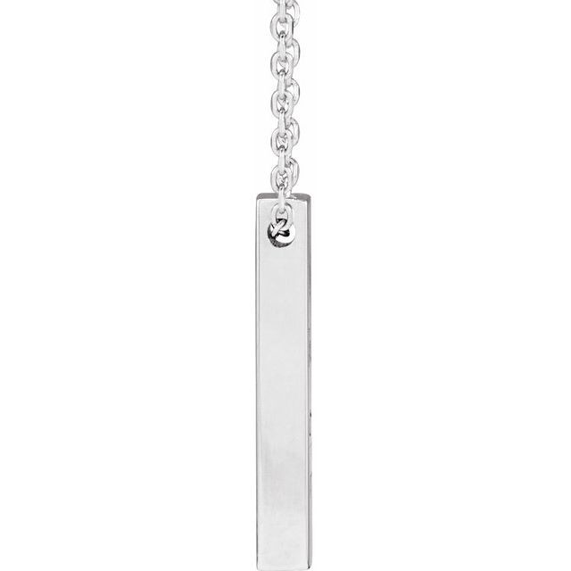 14K Yellow Or White Or Rose Gold Or Sterling SIlver 16-18 In Polished Engravable Vertical Bar Necklace