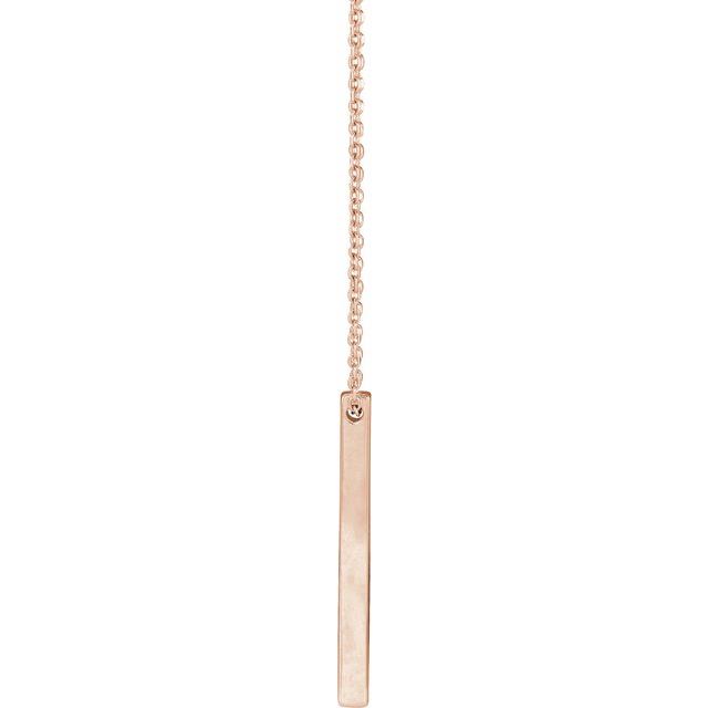 14K Yellow Or White Or Rose Gold Or Sterling SIlver 16-18 In Polished Engravable Vertical Bar Necklace