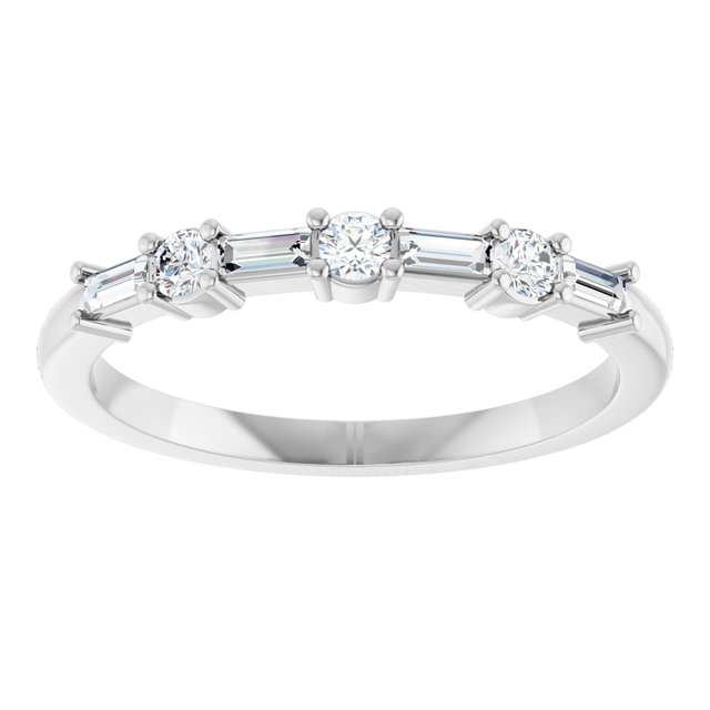 14K Yellow Or White Gold Straight Baguette 3 X 1.25 Mm Polished 1/4 Ctw Natural Diamond Anniversary Band, Size 7
