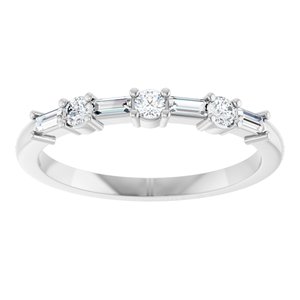14K White Gold Lab-Grown Diamond Straight Baguette 3 X 1.25 Mm Lab-Grown Diamond Polished 1/4 Ctw Lab-Grown Diamond Anniversary Band Size 7