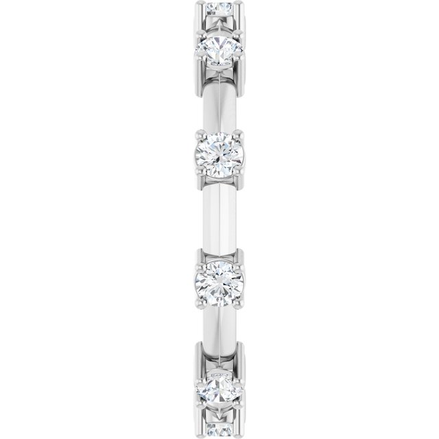 14K White Gold Round 2.5 Mm Si2-Si3, G-H Polished 5/8 Ctw Natural Diamond Knife-Edge Eternity Band, Size 7