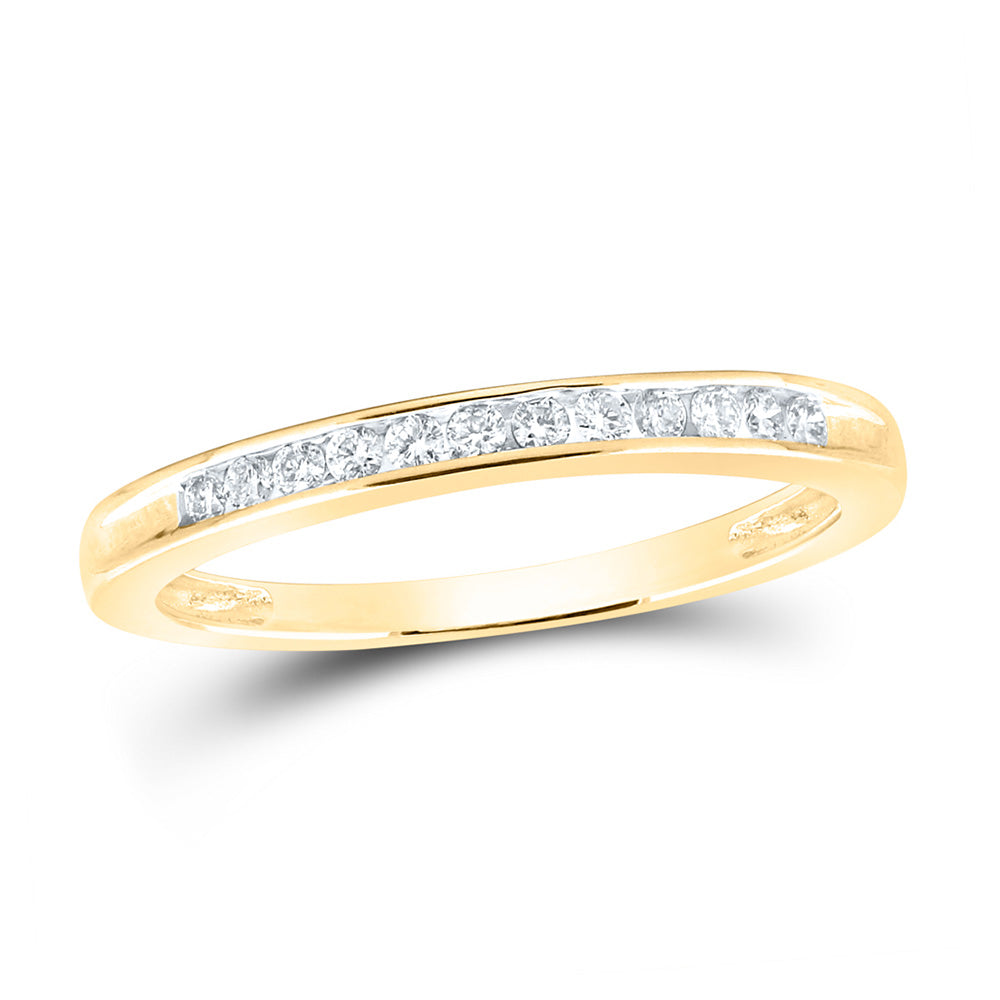14K Yellow Gold Womens Round Channel-set Diamond Wedding Band 1/6 Cttw, Womens Size: 5-10
