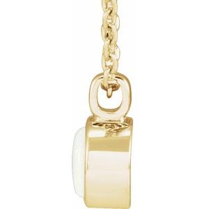 14K Yellow Gold Round 4 Mm Natural Opal Bezel-Set Necklace, Length: 18 In