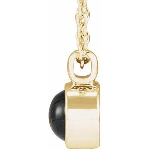 14K Yellow Gold Round 4 Mm Natural Onyx Bezel-Set Necklace, Length: 18 In
