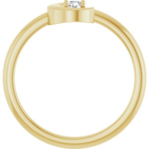 14K Yellow Gold Round 3 Mm 1/10 Ct Natural Diamond Crescent Moon Ring Size 7