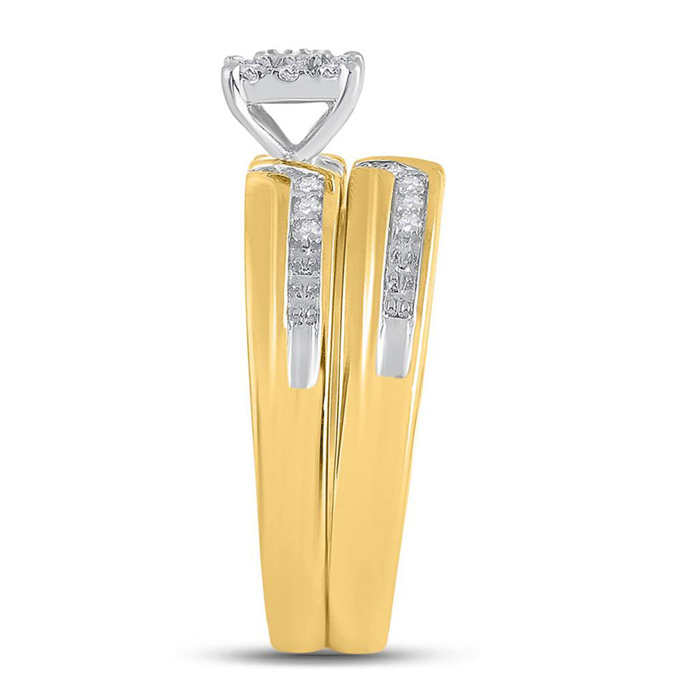 10K Yellow Gold His Hers Round Diamond Solitaire Matching Wedding Set 1/3 Cttw, Womens Size: 5-10, Mens Size: 7-13