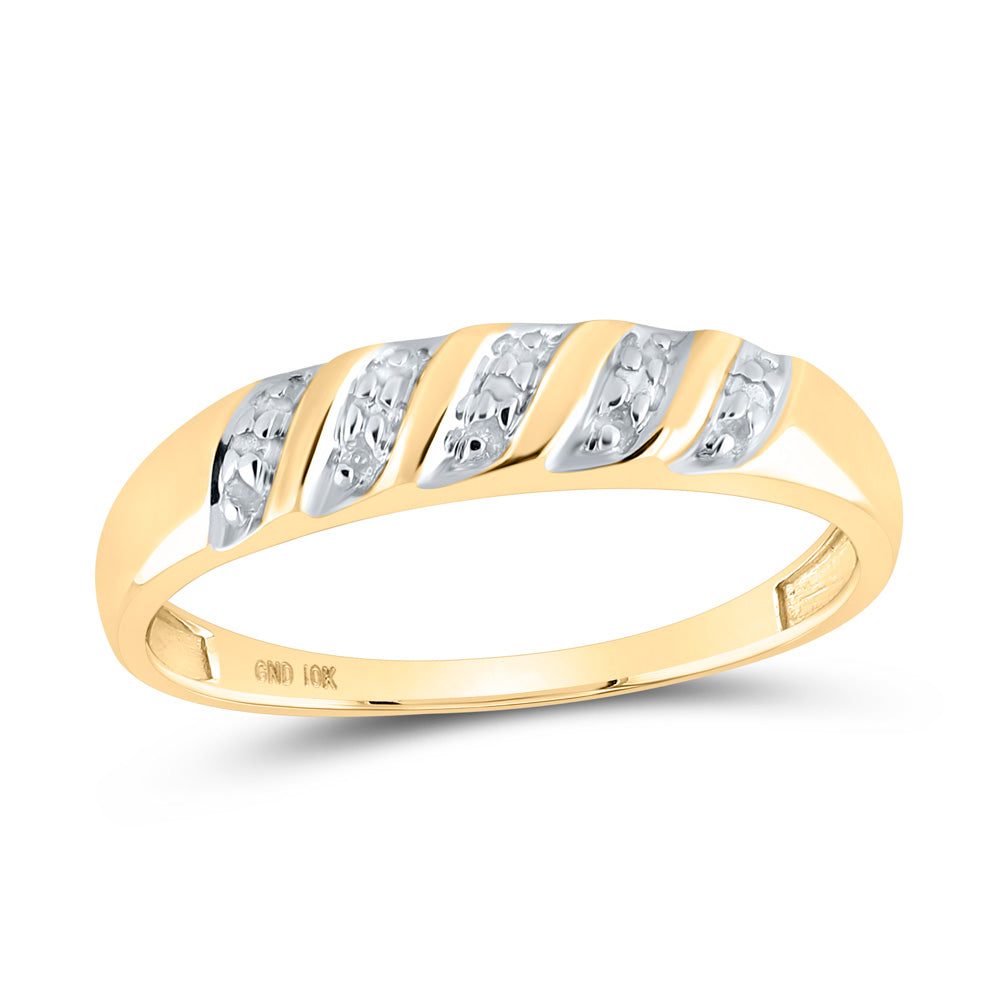 10K Yellow Gold His Hers Round Diamond Cluster Matching Wedding Set 1/8 Cttw, Womens Size: 5-10, Mens Size: 7-13