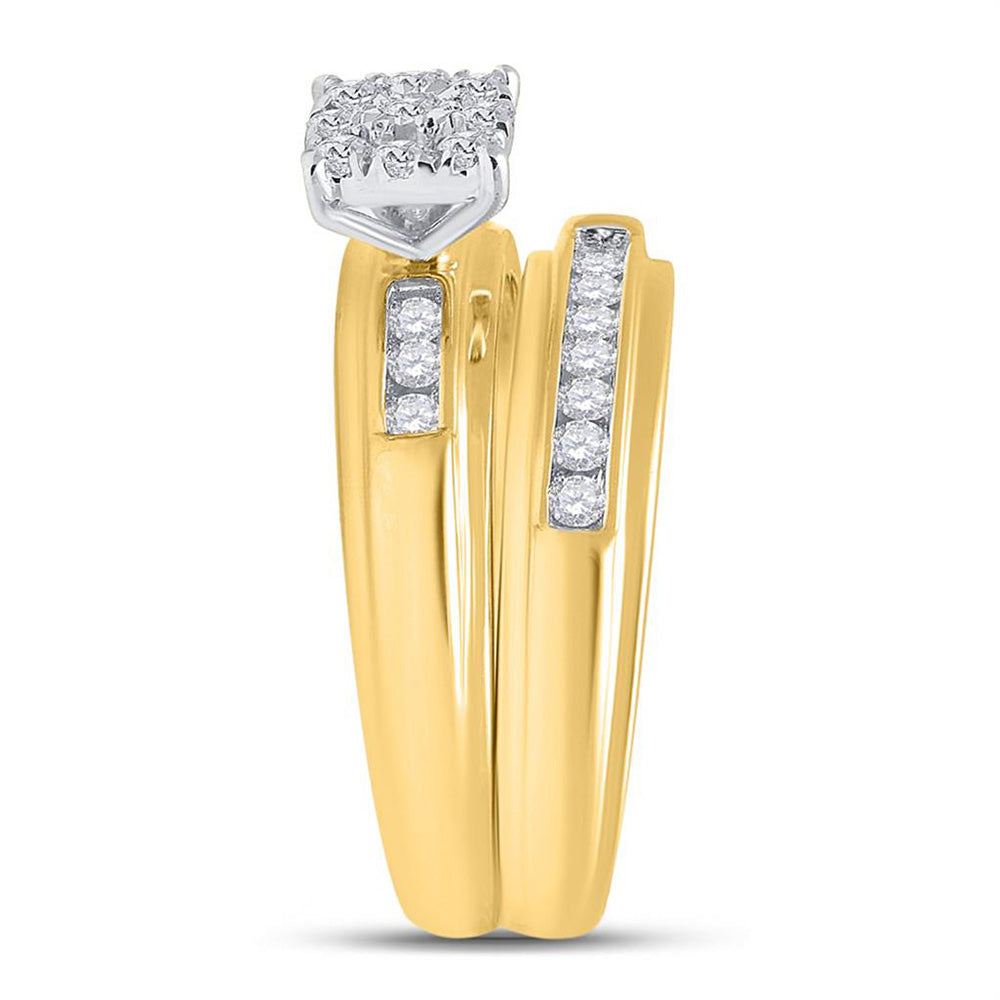 10K Yellow Gold His Hers Round Diamond Solitaire Matching Wedding Set 3/8 Cttw, Womens Size: 5-10, Mens Size: 7-13