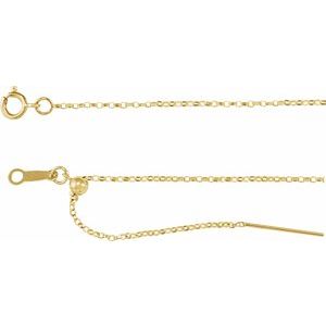 14K Yellow Gold Adjustable Threader Rolo Chain, Length: 6-8 In, Width: 1 Mm