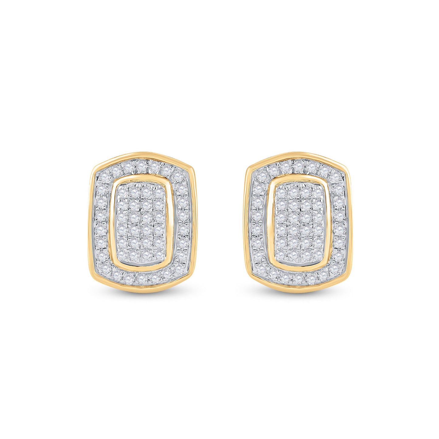 10K Yellow Gold Womens Round Diamond Cluster Earrings 1/4 Cttw