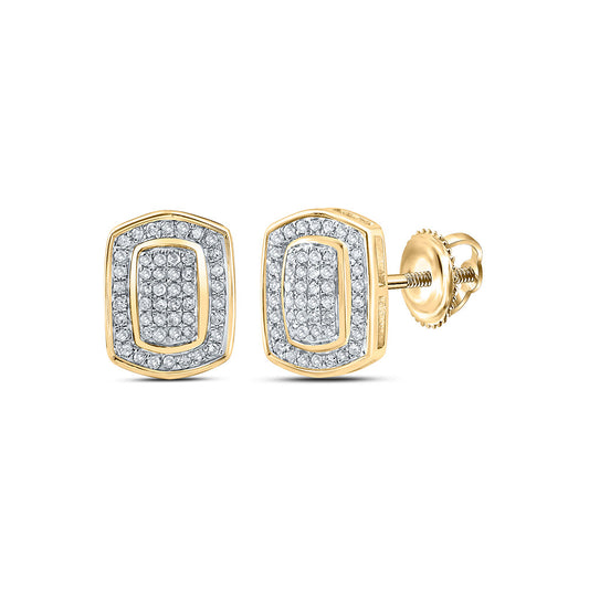 10K Yellow Gold Womens Round Diamond Cluster Earrings 1/4 Cttw
