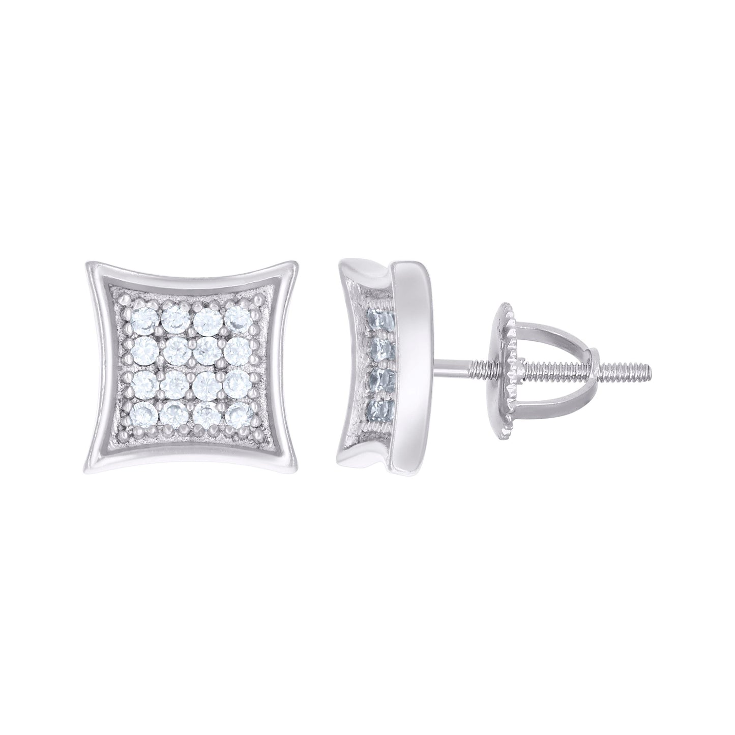 Sterling Silver Or Yellow-Tone Unisex Cubic Zirconia Kite Stud Earrings