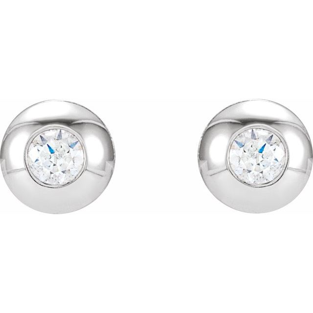 14K White Or Yellow Gold 2.5 Mm Friction Back Polished 1/8 Ctw Natural Diamond Domed Bezel-Set Earrings