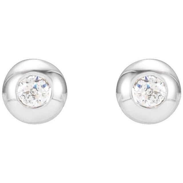 14K Yellow Or White Gold 1.5 Mm Friction Back Polished .03 Ctw Natural Diamond Domed Bezel-Set Solitaire Earrings