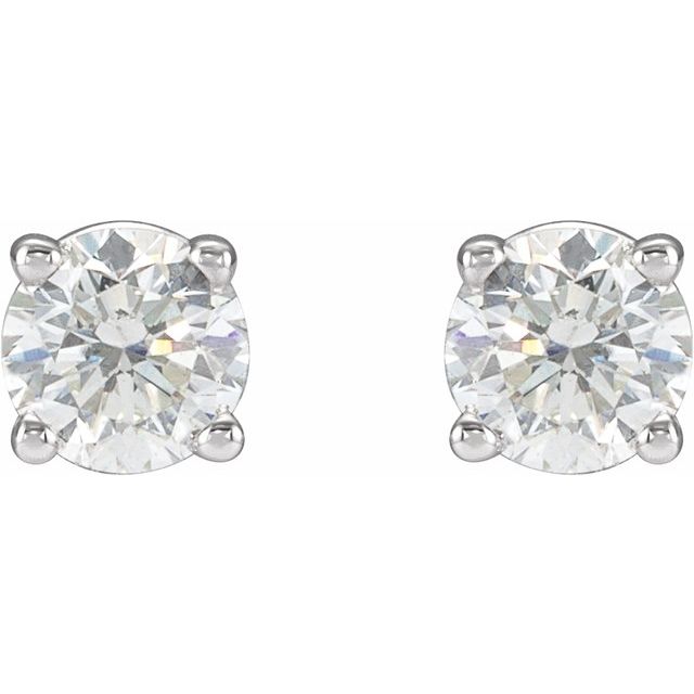 14K Yellow Or White Gold Round Threaded 4-Prong Polished Natural Diamond Stud Earrings With Backs