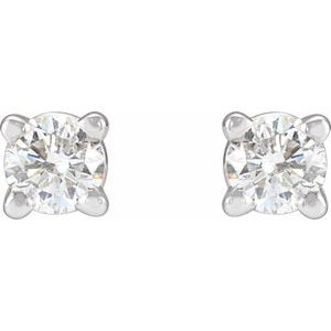 14K White Gold Round 2.8Mm I2, I-J 1/5 Ctw Natural Diamond 4-Prong Stud Earrings With Backs