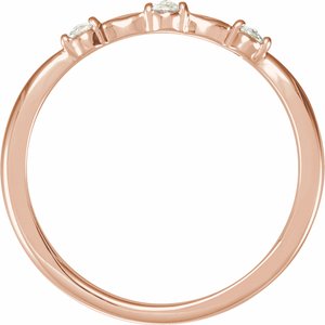 14K Rose Gold Round 2 Mm Polished 1/10 Ctw Natural Diamond Rose-Cut Stackable Ring Size 7
