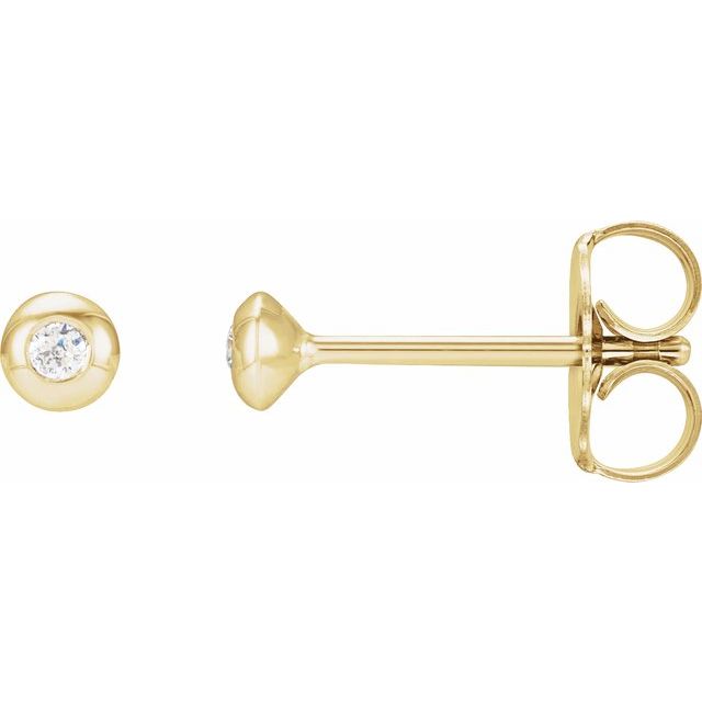 14K Yellow Or White Gold 1.5 Mm Friction Back Polished .03 Ctw Natural Diamond Domed Bezel-Set Solitaire Earrings
