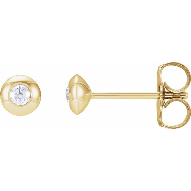 14K Yellow Gold 2 Mm Friction Back Polished .06 Ctw Natural Diamond Domed Bezel-Set Earrings
