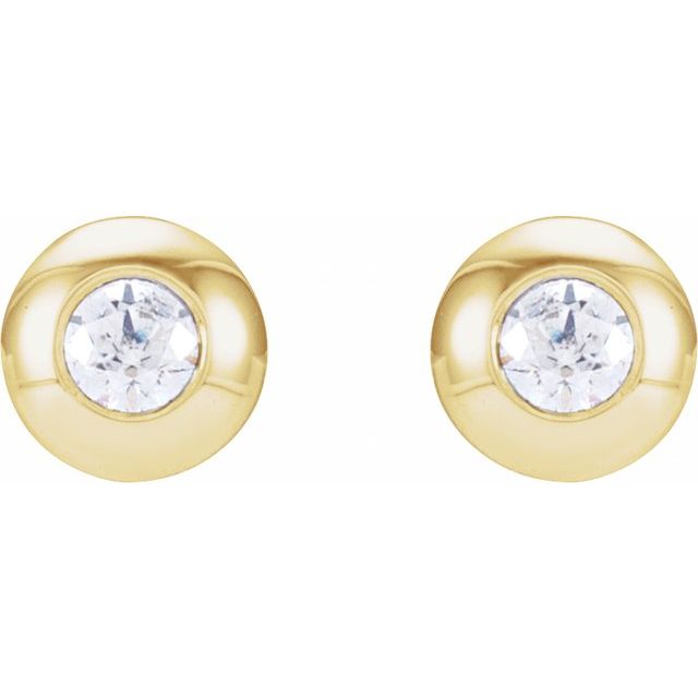 14K Yellow Gold 2 Mm Friction Back Polished .06 Ctw Natural Diamond Domed Bezel-Set Earrings