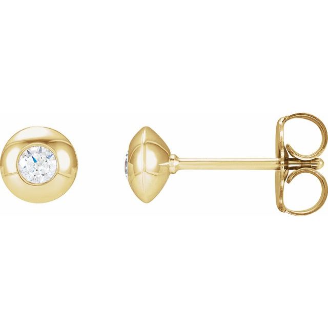 14K White Or Yellow Gold 2.5 Mm Friction Back Polished 1/8 Ctw Natural Diamond Domed Bezel-Set Earrings