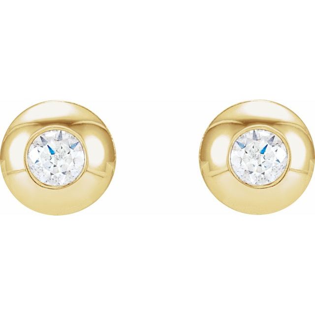 14K White Or Yellow Gold 2.5 Mm Friction Back Polished 1/8 Ctw Natural Diamond Domed Bezel-Set Earrings