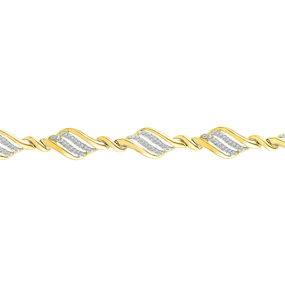 10K Yellow Gold Womens Round Diamond Fashion Bracelet 1/2 Cttw