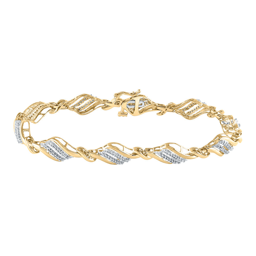 10K Yellow Gold Womens Round Diamond Fashion Bracelet 1/2 Cttw